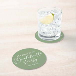 Posavasos Redondo De Papel Fiesta de Despedida de Soltera Personalizada Verde