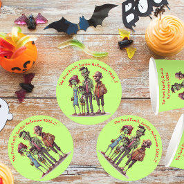 Posavasos Redondo De Papel Fiesta de Halloween de la Familia Zombie para Niño