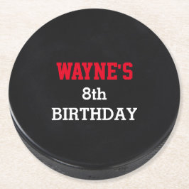 Posavasos Redondo De Papel Fiesta de Hockey Puck Look