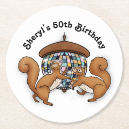 Posavasos Redondo De Papel Fiesta de las ardillas de disco
