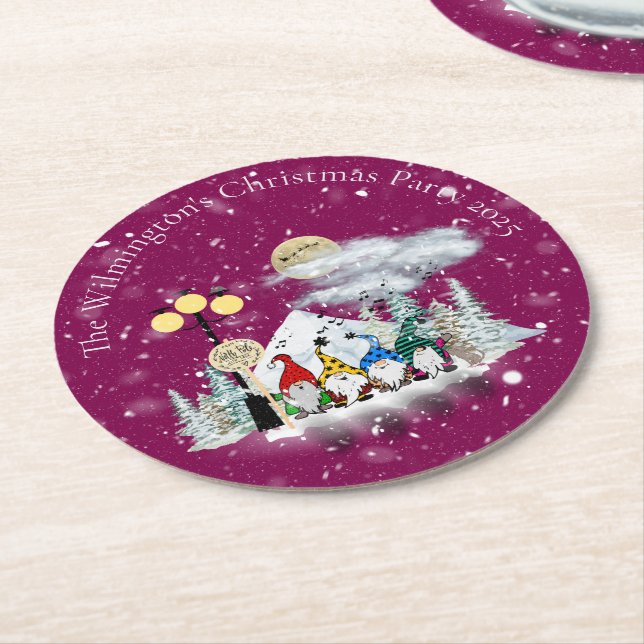 Posavasos Redondo De Papel Fiesta de Navidades de Elf Quartet (En perspectiva)