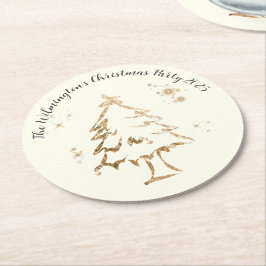 Posavasos Redondo De Papel Fiesta de Navidades de los Árboles de Oro festivo