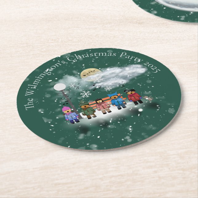 Posavasos Redondo De Papel Fiesta de Navidades festivos de Quintet (En perspectiva)
