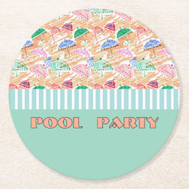 POSAVASOS REDONDO DE PAPEL FIESTA DE PISCINA