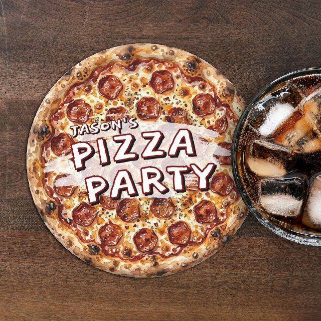Posavasos Redondo De Papel Fiesta de Pizza Cumpleaños Infantil (Subido por el creador)