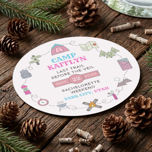 Posavasos Redondo De Papel Fiesta de Soltera en Campamento Bach Wilderness (Subido por el creador)