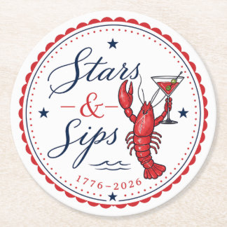 Posavasos Redondo De Papel Fiesta del 4 de julio Stars & Sips America 250