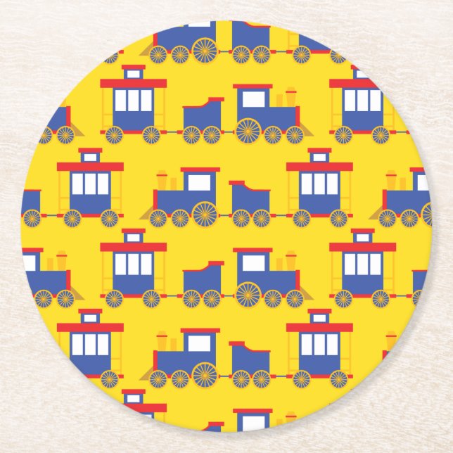 Posavasos Redondo De Papel Fiesta del cumpleaños del tren (Anverso)