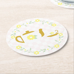 Posavasos Redondo De Papel Fiesta del té floral para baby shower