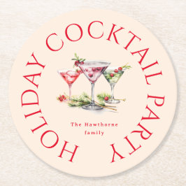 Posavasos Redondo De Papel Fiesta elegante del cóctel de navidades