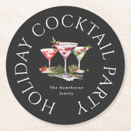 Posavasos Redondo De Papel Fiesta elegante del cóctel de navidades