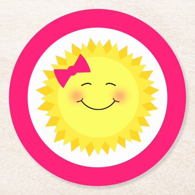 Posavasos Redondo De Papel Fiesta Girly Sunshine (Anverso)