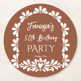 Posavasos Redondo De Papel Fiesta mexicana fiesta terracotta talavera persona