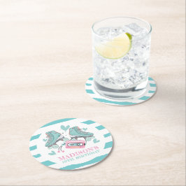 Posavasos Redondo De Papel Fiesta Pastel personalizado de patinaje sobre pati