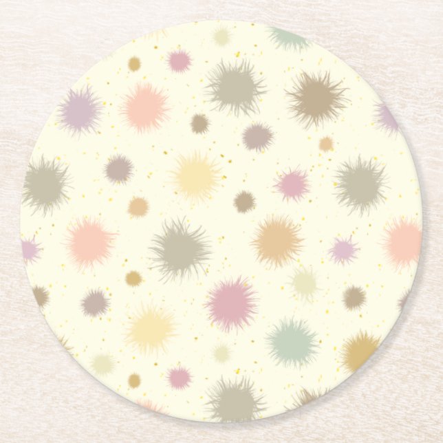 Posavasos Redondo De Papel Fiesta Pastel Polen - patrón ininterrumpido. (Anverso)