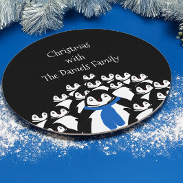 Posavasos Redondo De Papel Fiesta personalizado de los navidades Penguin