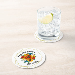Posavasos Redondo De Papel Fiesta Picnic Verano Floral Geométrica