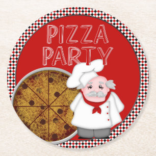 Posavasos Redondo De Papel Fiesta Pizza, conjunto estilo 1-Red-Coaster