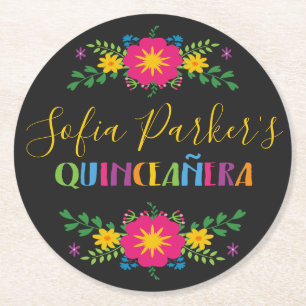 Posavasos Redondo De Papel Fiesta Quinceañera