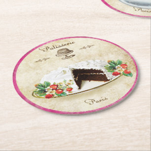 Posavasos Redondo De Papel Fiestas de torta de cumpleaños de París