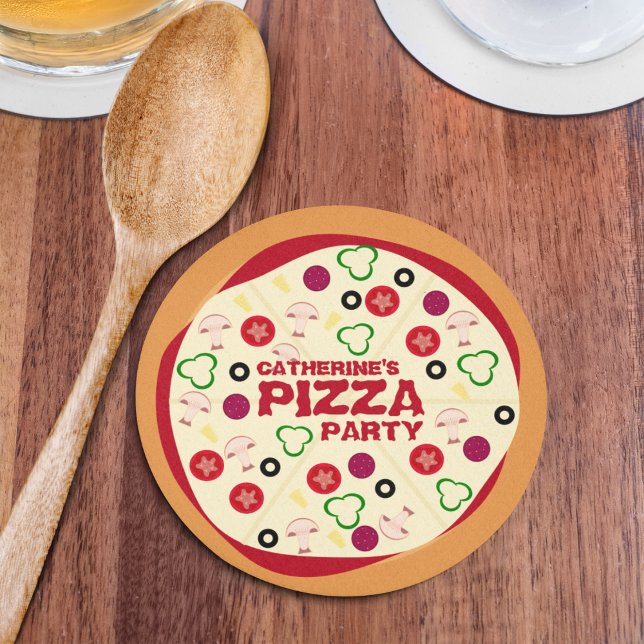 Posavasos Redondo De Papel Fiestas Pizza Modernos (Subido por el creador)