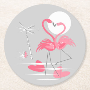 Posavasos Redondo De Papel Flamingo Amor de la montaña rusa