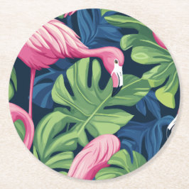 Posavasos Redondo De Papel Flamingo Charm Coaster