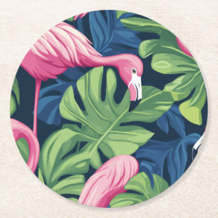 Posavasos Redondo De Papel Flamingo Charm Coaster