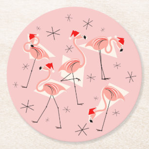 Posavasos Redondo De Papel Flamingo Santas cojines redondos rosados