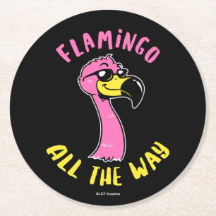 Posavasos Redondo De Papel Flamingo todo el camino