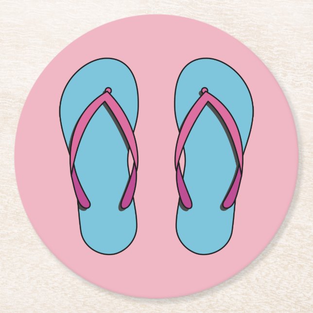 Posavasos Redondo De Papel Flip Flops de playa (Anverso)