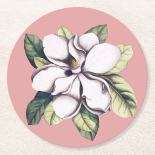 Posavasos Redondo De Papel Flor de Magnolia