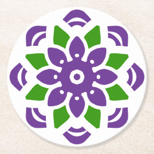 Posavasos Redondo De Papel Flor de Mandala Geo Abstracta