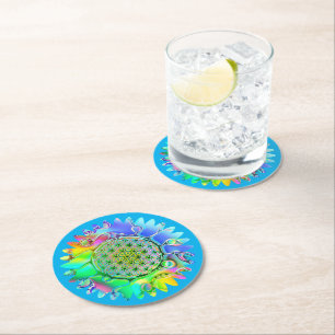 Posavasos Redondo De Papel Flor De Vida - Flor Geométrica 5