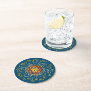 Posavasos Redondo De Papel Flor De Vida - Ornamentos Vintage Mandala 1