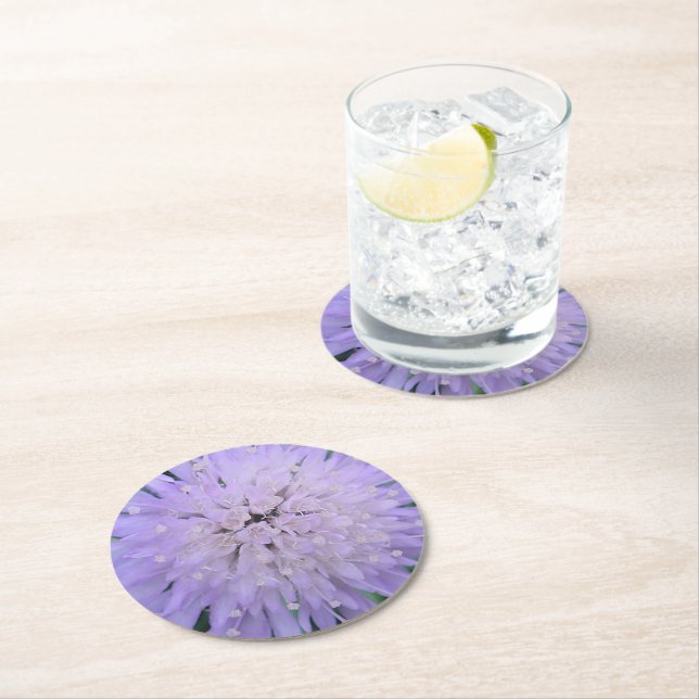 Posavasos Redondo De Papel Flor morada (In situ)