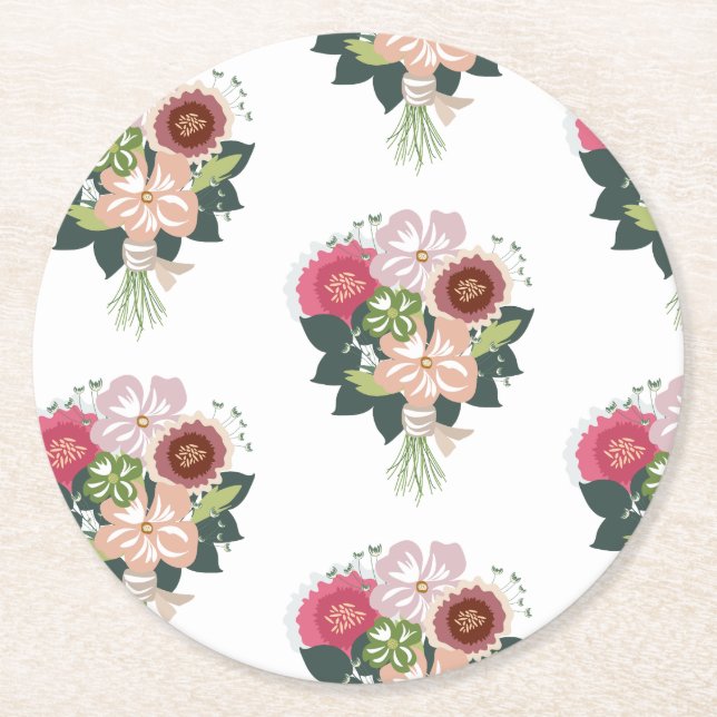 Posavasos Redondo De Papel Floral Bouquet (Anverso)