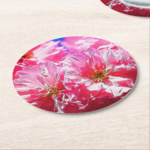 Posavasos Redondo De Papel Floral Dreams 03 rosa caliente