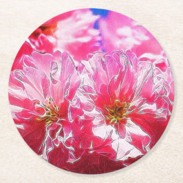 Posavasos Redondo De Papel Floral Dreams 03 rosa caliente