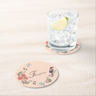 Posavasos Redondo De Papel Floral Japonesa de Kyoto