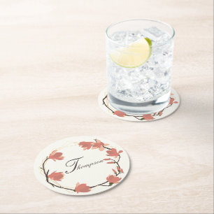 Posavasos Redondo De Papel Floral Japonesa de Kyoto