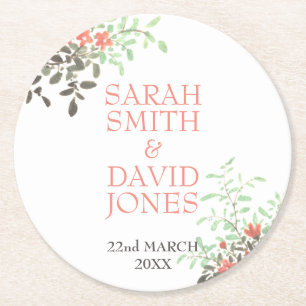 Posavasos Redondo De Papel Floral pintada