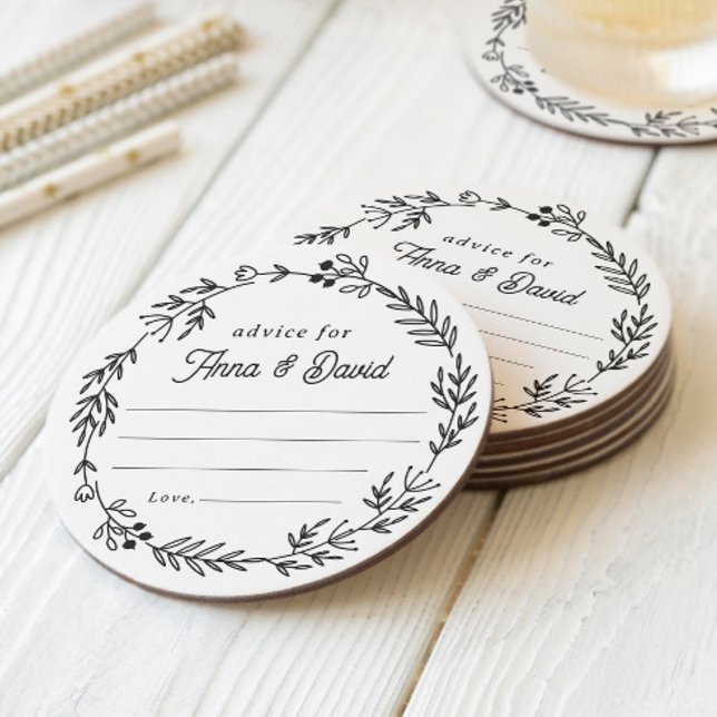 Posavasos Redondo De Papel Floral Wedding Reception Advice Card (Subido por el creador)
