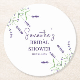 Posavasos Redondo De Papel Flores de lavanda Aguada morada para la ducha de l