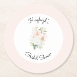 Posavasos Redondo De Papel Flores de Orquídea Rosa Melocotón Despedida de Sol<br><div class="desc">Flores de Orquídea Rosa Melocotón Rayas Despedida de Soltera</div>