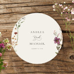 Posavasos Redondo De Papel Flores silvestres rusas Boda romántico de marfil-c<br><div class="desc">Estos elegantes astronómicos,  con flores silvestres acuáticas,  fondo de marfil y detalles de sus personalizados,  ¡serían un maravilloso complemento para su celebración boda! Personalizar con facilidad haciendo clic en la opción "personalizar". Para más ediciones utilice la opción "editar usando herramienta de diseño".</div>