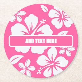 Posavasos Redondo De Papel Flores Tropicales De Playa Rosa