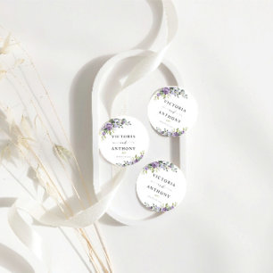 Posavasos Redondo De Papel Flores Violetas Románticas Redondas para Bodas Pos