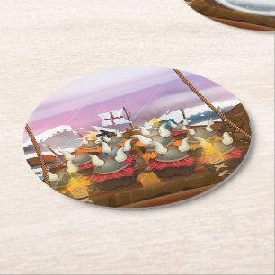 Posavasos Redondo De Papel Flota de Invasión Vikinga