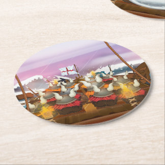 Posavasos Redondo De Papel Flota de Invasión Vikinga